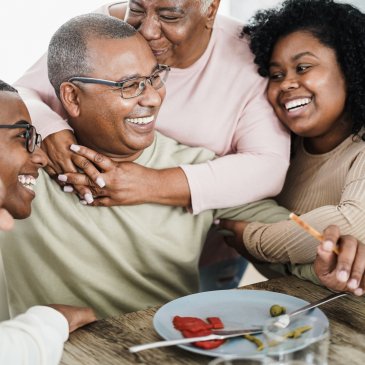 Family sharing dinner together